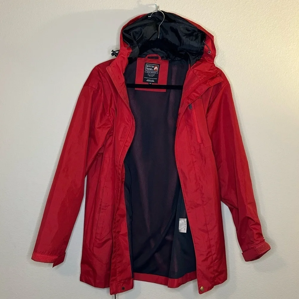 Ski Jacket XS Red Water Resistant Outfitter Trading Vail Colorado Hood Full Zip - Picture 14 of 15